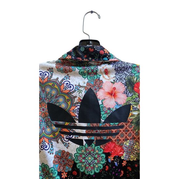 Adidas Womens XS Floral Print Track Jacket With Black Stripes & Trefoil Logo - Picture 5 of 7